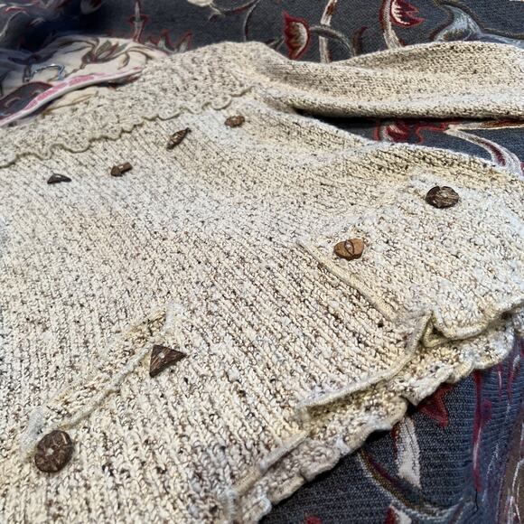 AVALIN Sweater Womens M White Crocheted BOHO Layer Easy Fit Crew Collar - Picture 6 of 10